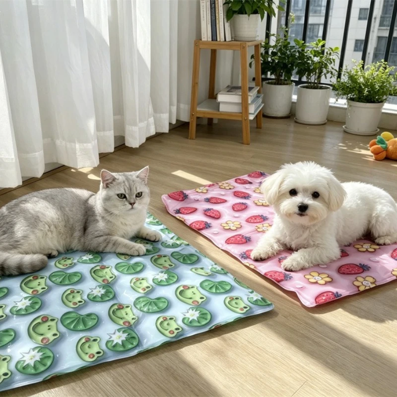 Dog Cat Cooling Pad 3D Printed Gel Ice Mat PVC Waterproof Scratch Resistant Non Toxic Summer Pet Bed
