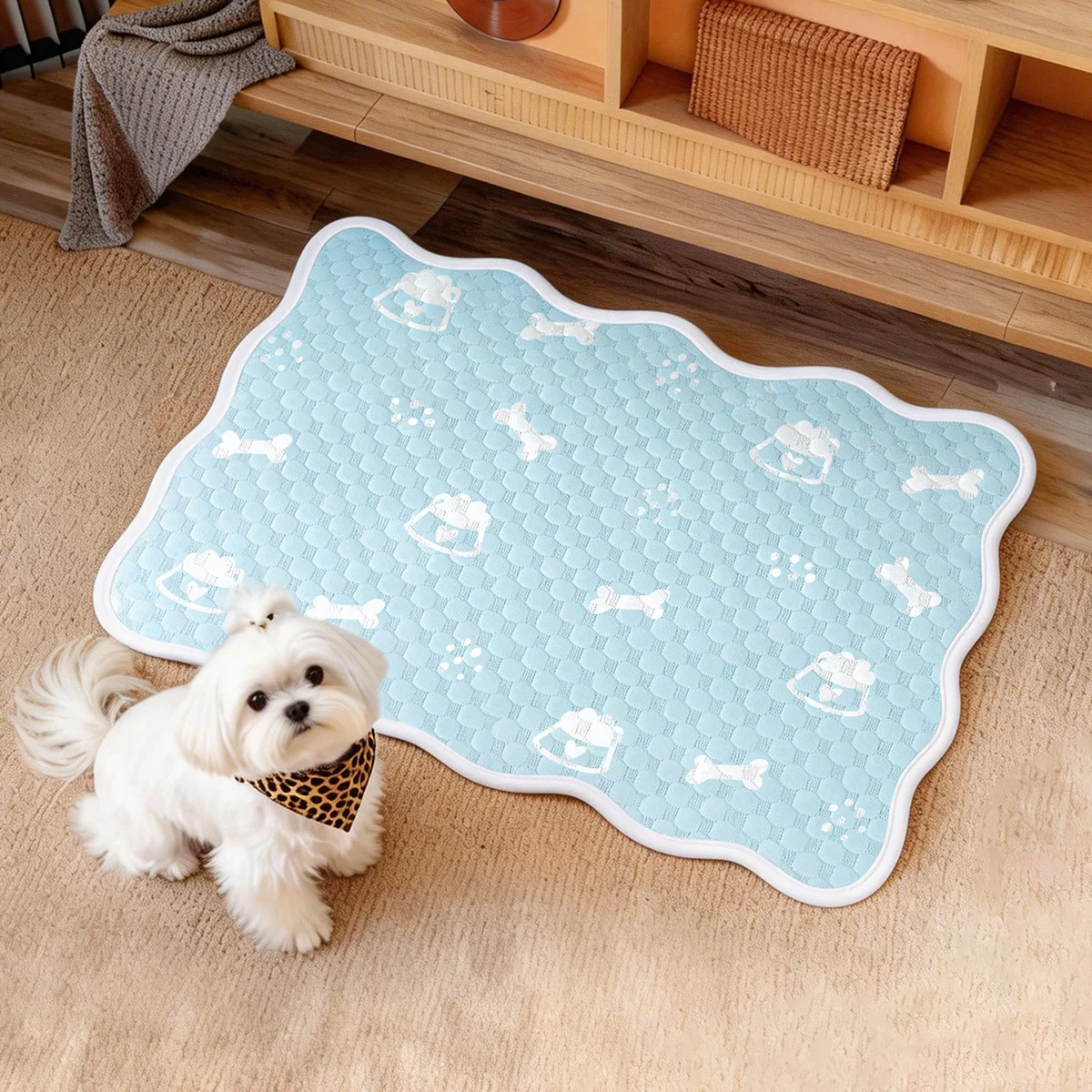 High End Ice Silk Cool Feeling Bean Pet Cooling Pad 8mm Thick 3D Five Layer Breathable Waterproof anti Slip Ice Pad