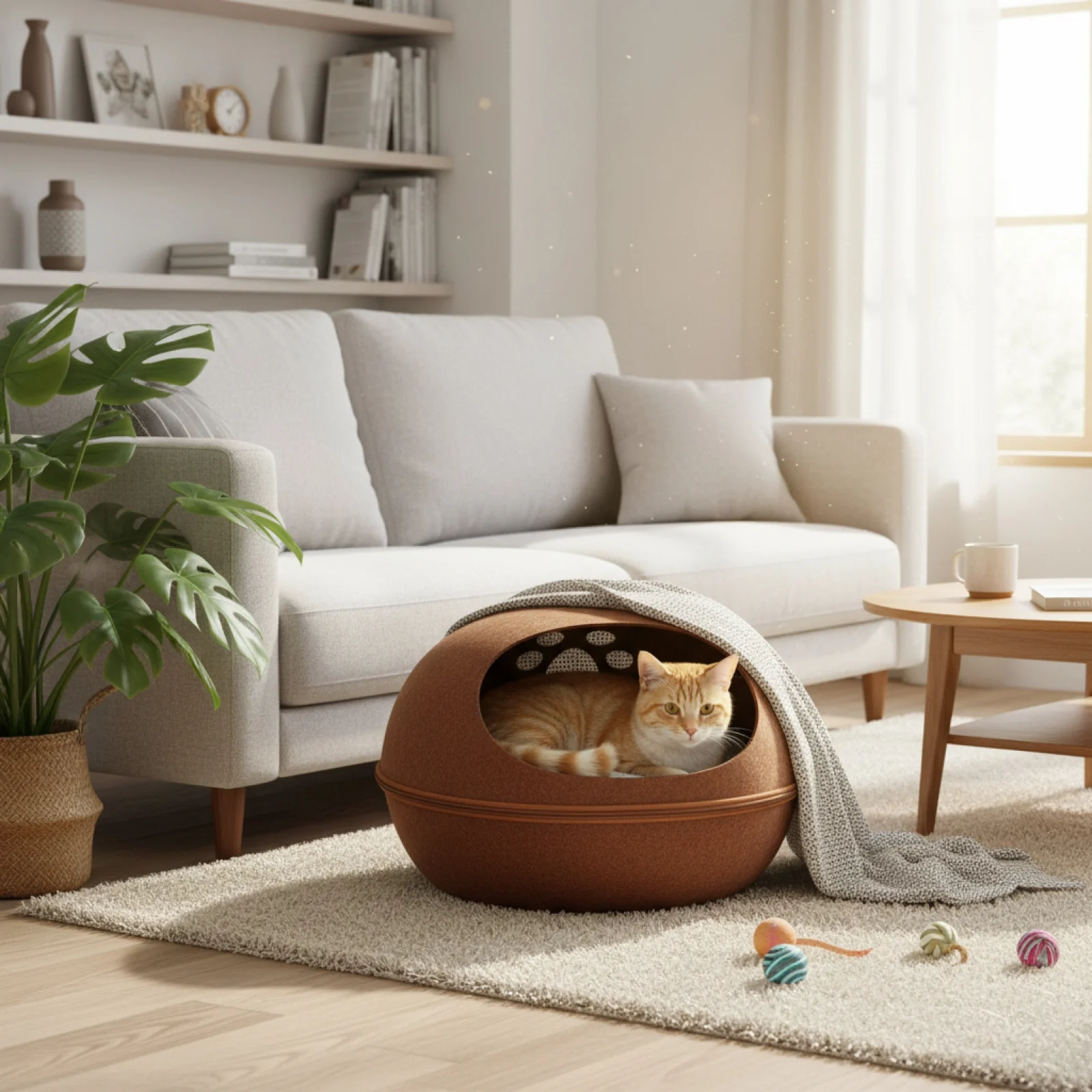 Semi Enclosed Pet Dog House Winter Warm Scratch Resistant Felt Cat Bed Cave for Indoor Cat Tent Pet Sleeping Bed Pets Supplies